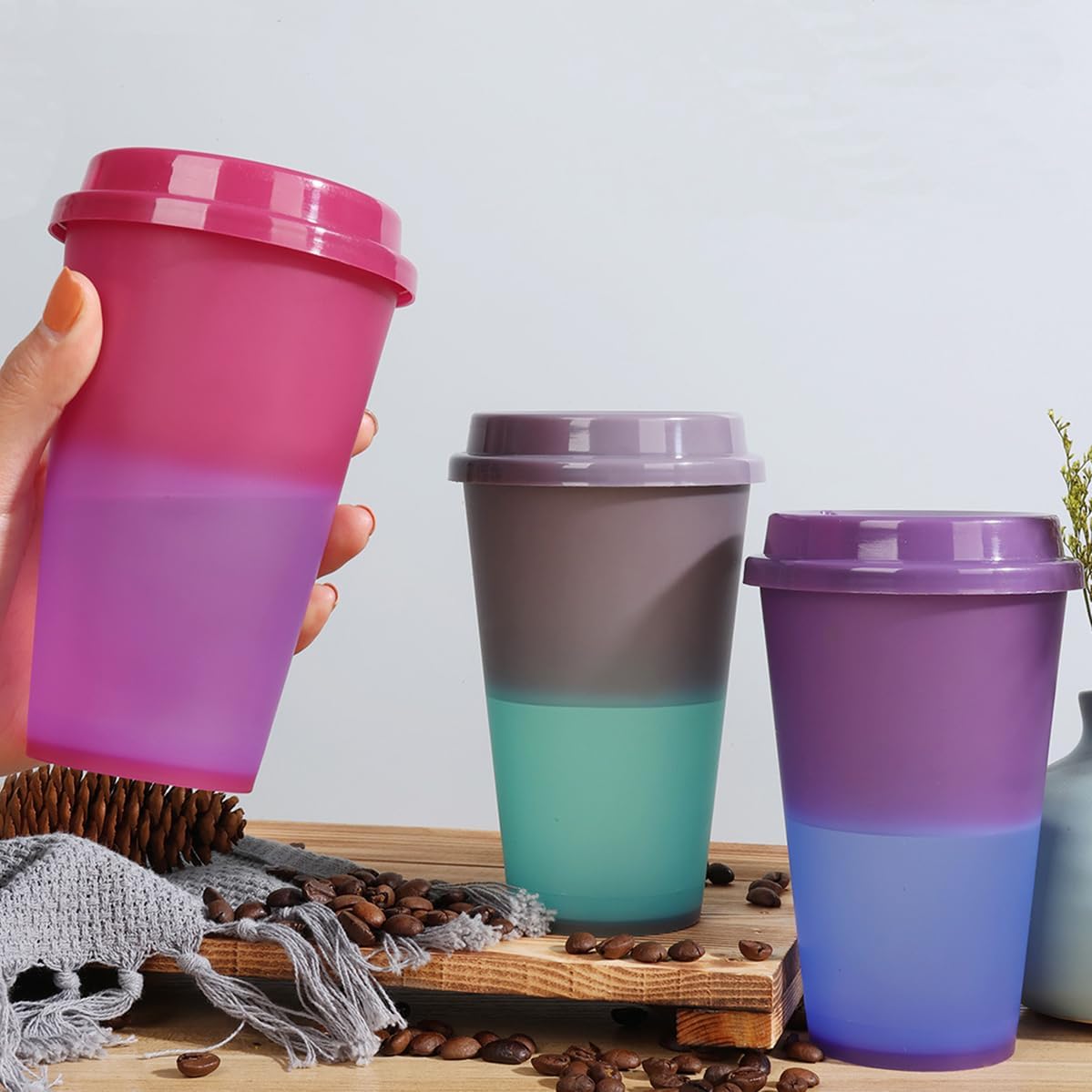 Color Changing Coffee Cups, 16oz Reusable Coffee Cups with Lids, 12 Pack Hot Coffee Tumbler for Adult Party Favors, Leak-Proof, BPA-free, and Safe for Dishwashers - Image 6