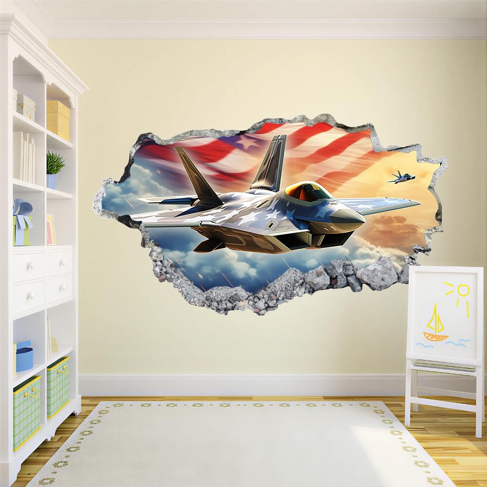 3D Wandtattoo Durchbruch Wanddeko Flugzeug Wanddurchbruch sticker Wandbild Wandsticker Wolke Wohnzimmer Wanddeko Wandaufkleber für Kinderzimmer Mädchen Teenager Zimmer