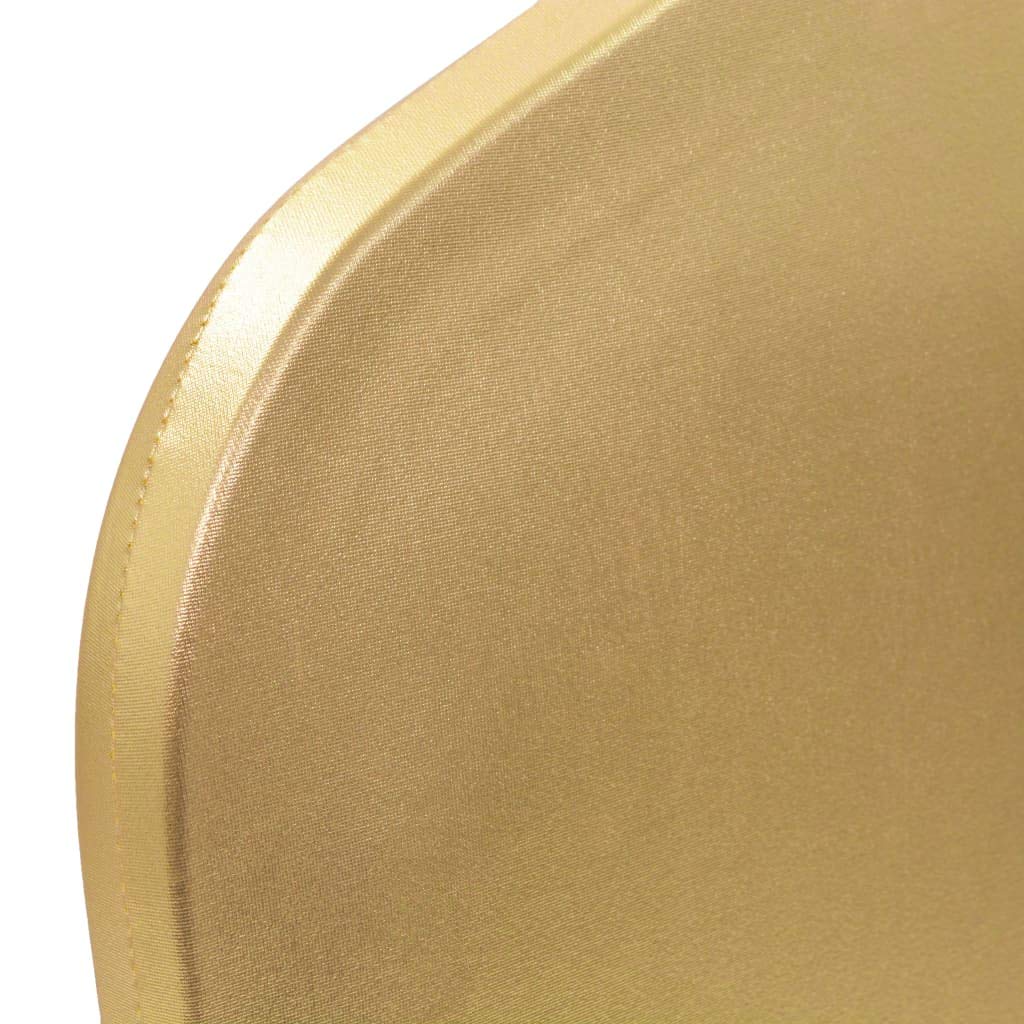 Lot de 6 housses de chaise extensibles dorées pour mariage, banquet et conférence, 100 % élasthanne, extensibles, adaptées aux chaises jusqu'à 100 cm de hauteur totale, montage facile