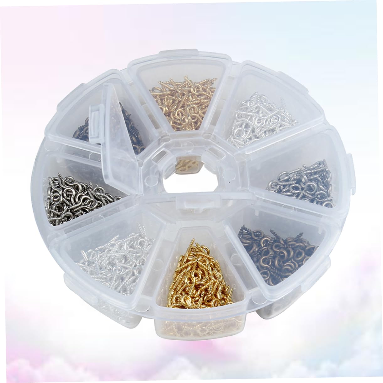 ARTIBETTER 800pcs Screw Hoist Ring Ornament Hooks for Jewelry Making Self-Tapping Pin Screw Eye Threaded Mixed Sizes