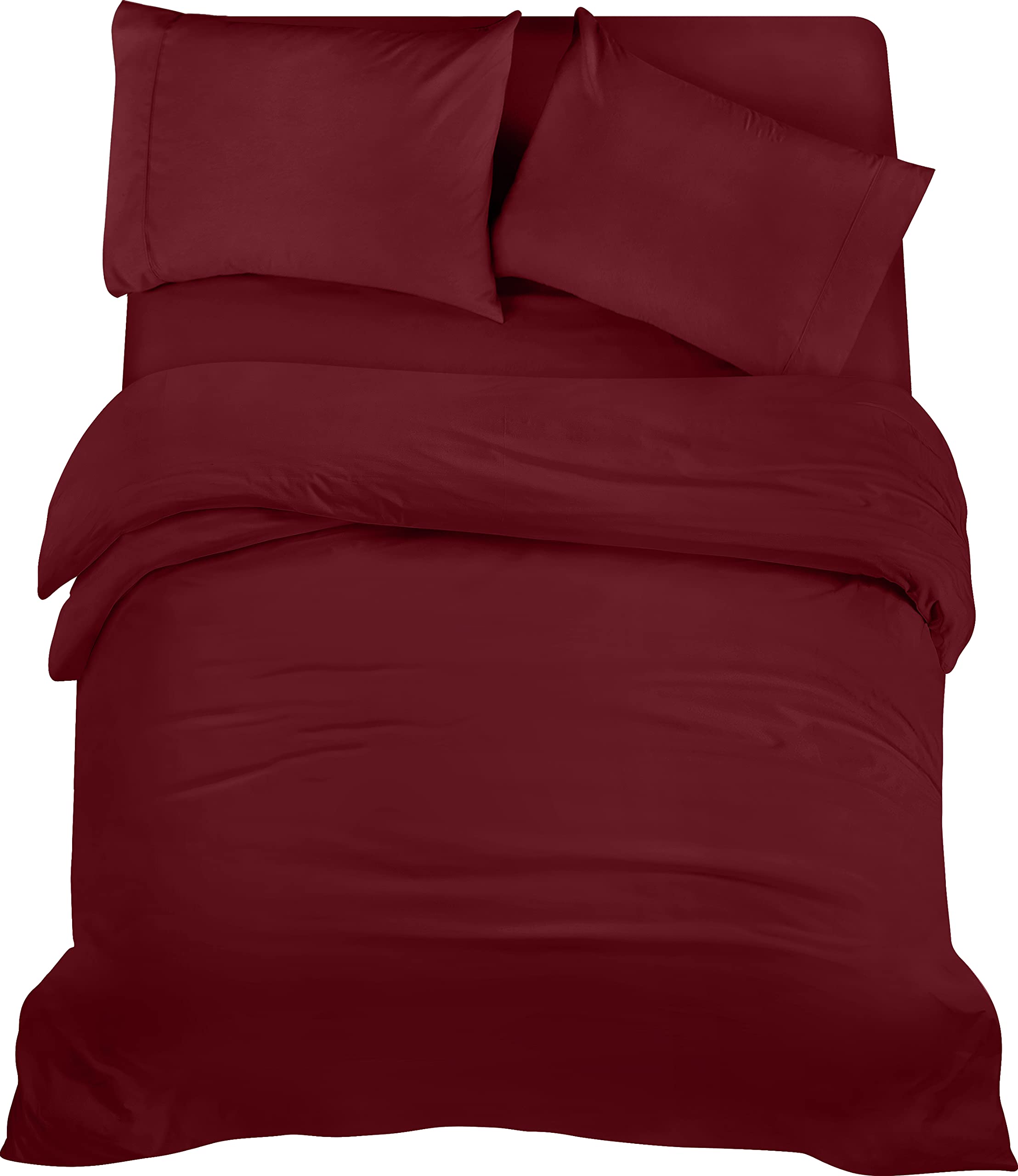 Utopia Bedding Set Copripiumino da 4 Pezzi - Copripiumino 200x200cm, Lenzuolo con Angoli 135x190cm, Federe 50x75cm - (Bordeaux, Matrimoniale)