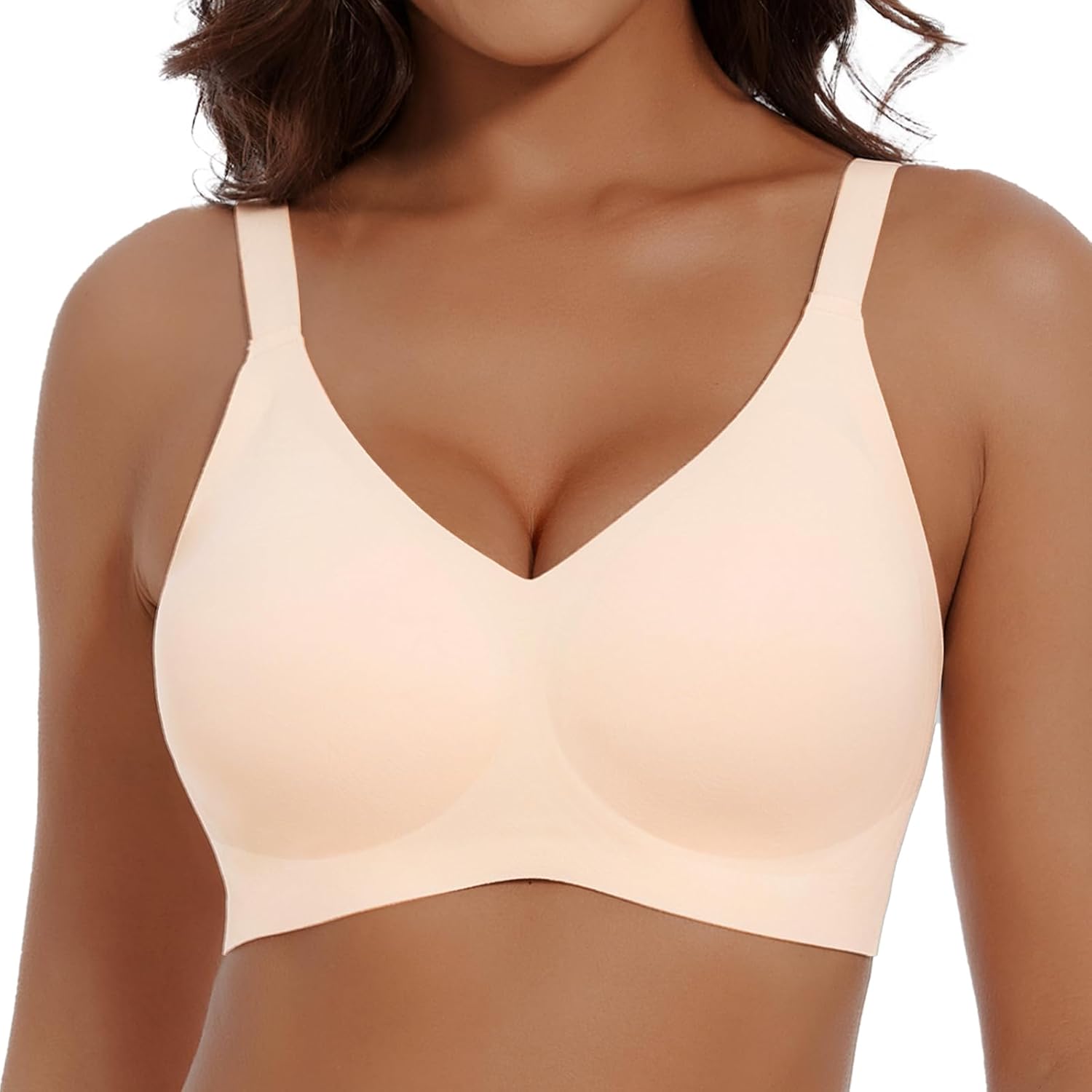 Womens Comfortable Wireless T Shirt Bra No Underwire Seamless Full Coverage Bralettes Push Up Supportive Bras for Women