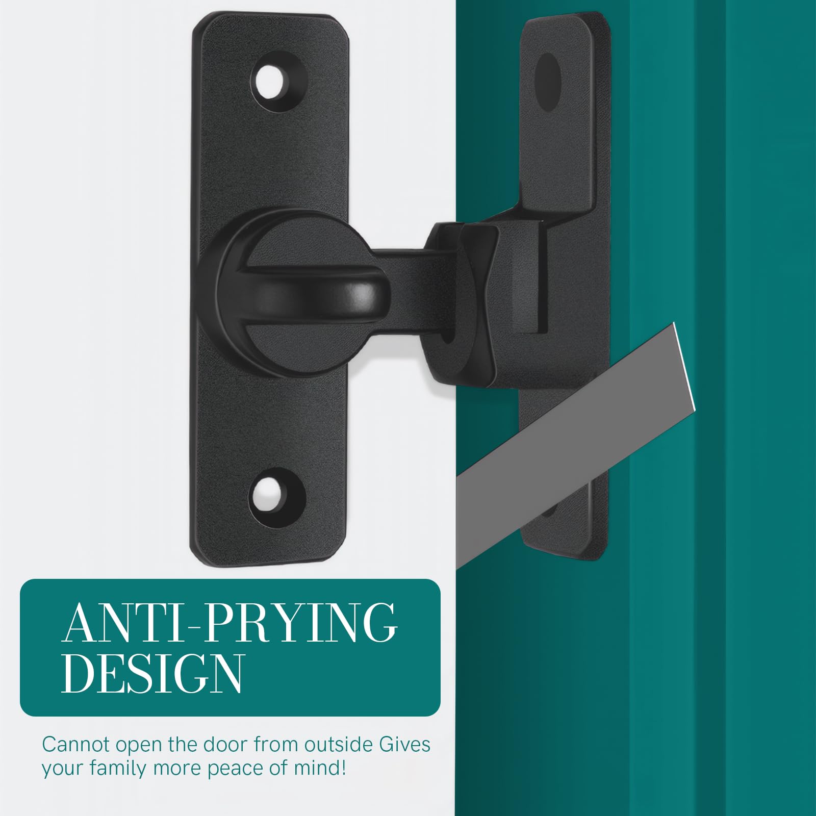 GMHLLES 2 Pcs Black Sliding Door Latch Locks, 90/180 Degree flip Sliding Door Lock, Security Small Gate Latch - Image 4