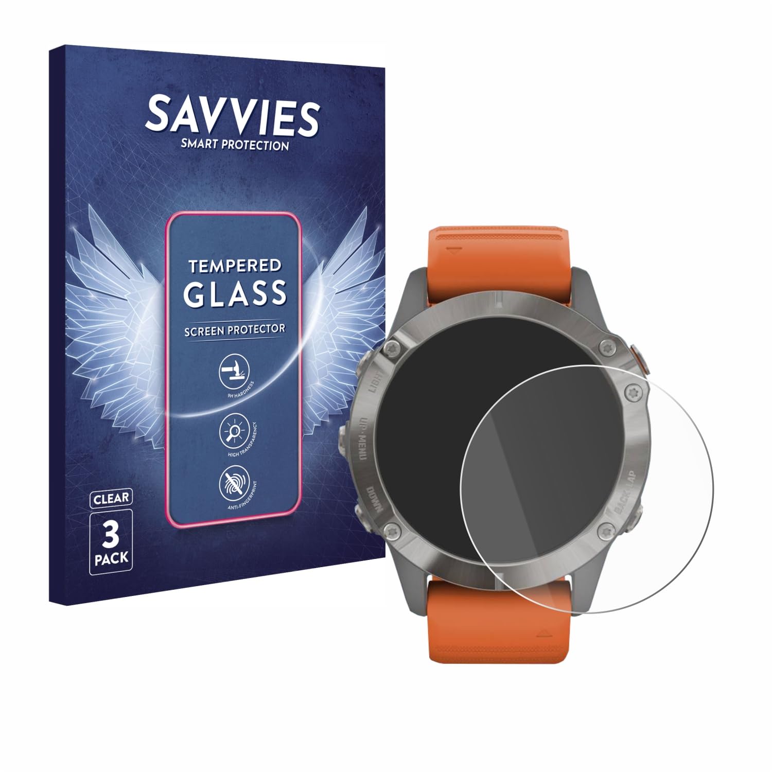savvies Pellicola Vetro Temperato per Garmin Fenix 6X Pro Protezione