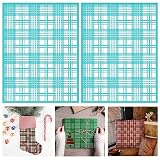 BEUNITONE 2PCS Plaid Stencil Buffalo Reusable Grids Silk Screen Self-Adhesive Printing 8.5x11 Inch Check for Painting Wood Wall Tile Canvas Paper Fabric