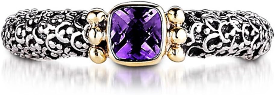 18KY & Sterling Silver This one of a kind sterling silver 18kyellow gold amethyst Sara Blaine ring looks great alone or stacked with it's peridot and blue topaz counterparts