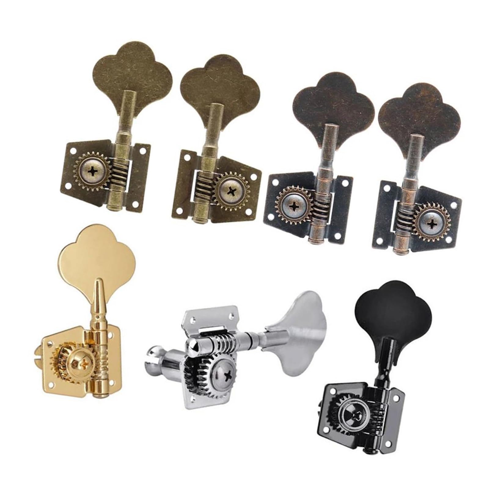 Clavijas De Afinación De Guitarra Perilla De Afinación De Cuatro Cuerdas Para Guitarra Principiante Bajo Abierto 4L/4R Accesorios De Instrumentos Coloridos(2L2R Red Copper)