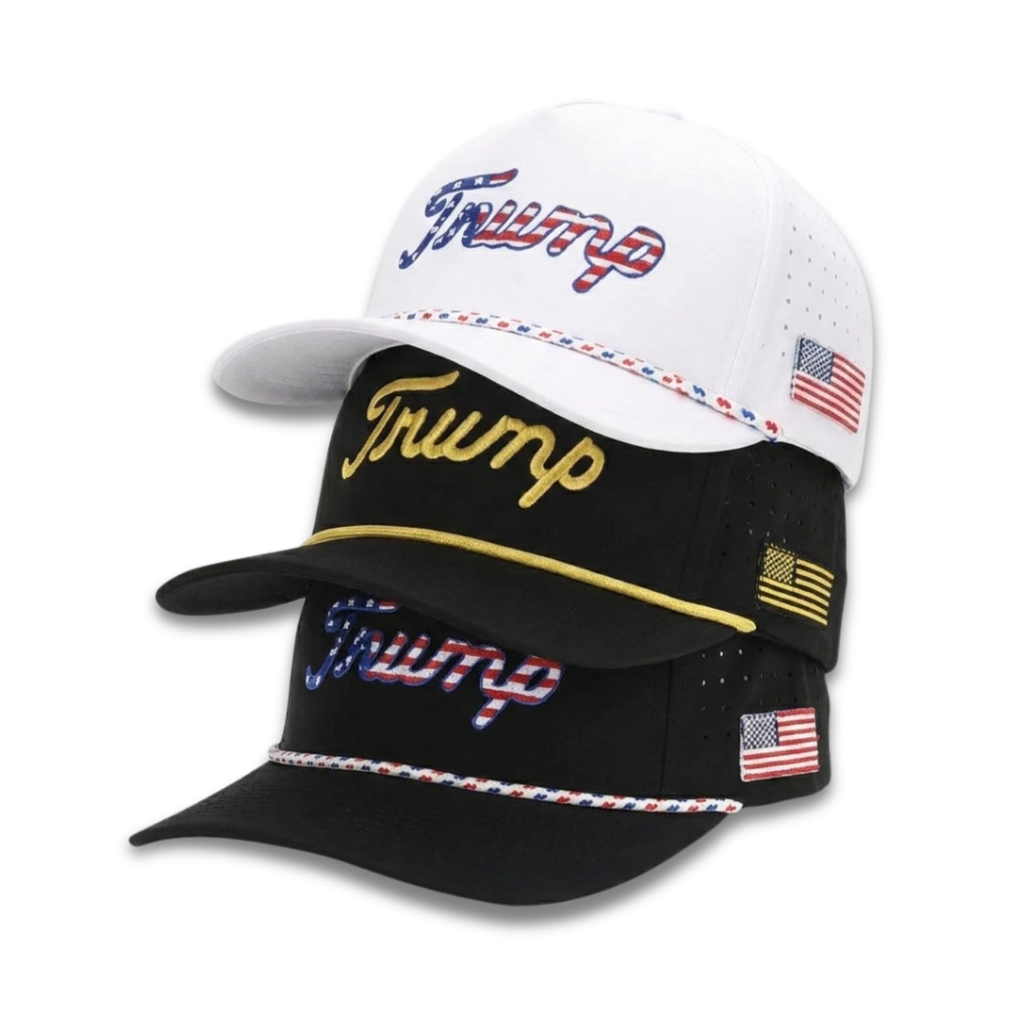 Curves &amp; Clubs Trump Golf Hats – One Size Adjustable Men’s Hat – Breathable &amp; Durable Trump Rope Hat - Perfect Golf Gift
