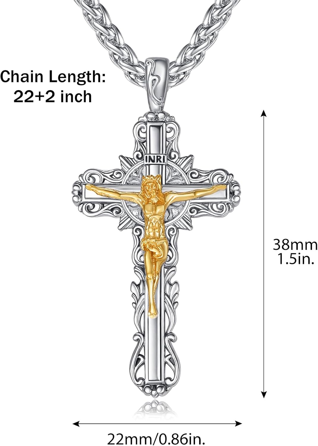 925 Sterling Silver Cross Crucifix Pendant Necklace for Men Women Saint Medal Christian Religious Necklace for Men - Image 4