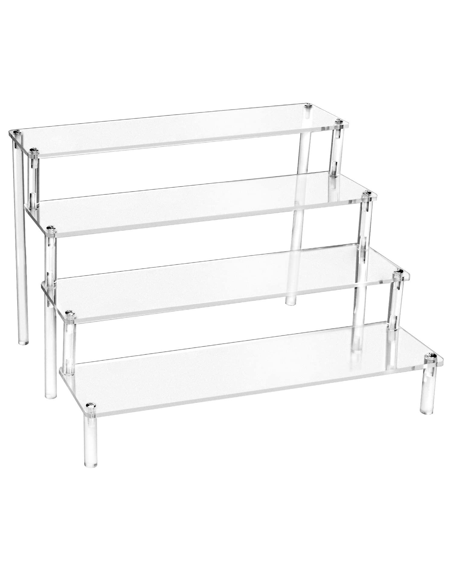 4 Step Clear Acrylic Display Stand Retail Riser for Pop Figures, Cupcake, Dessert, Perfume, Nail Polish, Condiment, 30x25x20cm
