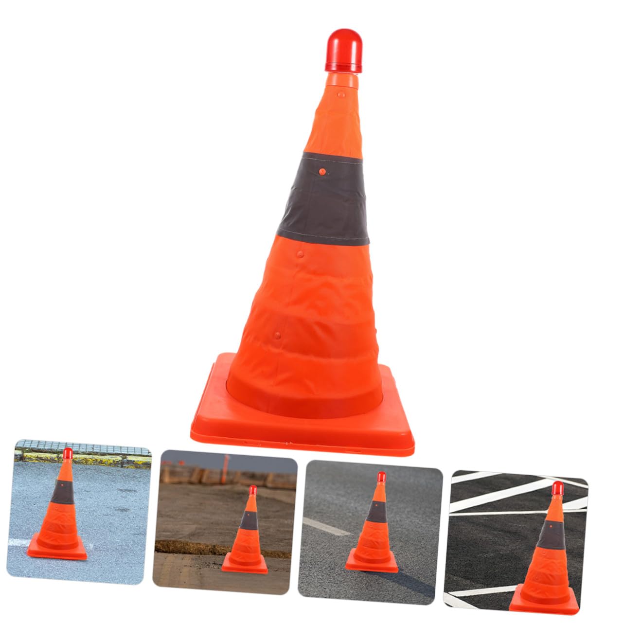 SEWACC Lot De 2 Cônes De d'urgence Pliables 45 Cm avec Éclairage LED, Colliers Réfléchissants Orange, Matériaux Solide Imperméables, Cônes De Sécurité Routière pour Chantier Et Stationnement