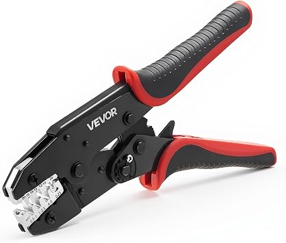 VEVOR Crimping Tool, 24-10 AWG Ratcheting Wire Crimper Tool, Labor-Saving Electrical Terminal Crimp Pliers with Clear Metric & AWG Markings, Quick Release, Adjustable Pressure for Multiple Terminals
