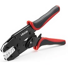 VEVOR Crimping Tool, 24-10 AWG Ratcheting Wire Crimper Tool, Labor-Saving Electrical Terminal Crimp Pliers with Clear Metric & AWG Markings, Quick Release, Adjustable Pressure for Multiple Terminals