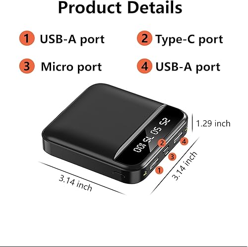 Miniatura 7 de Power Bank - Cargador portátil de 6000 mAh, 2 salidas USB A y 1 batería USB-C de entradasalida compatible con iPhone, Samsung, smartphones y iPad,