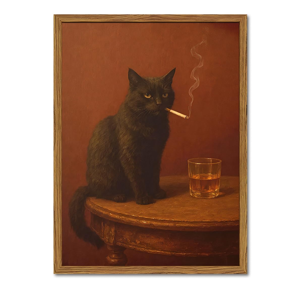 Funny Black Cat Canvas Wall Art - 12x16"