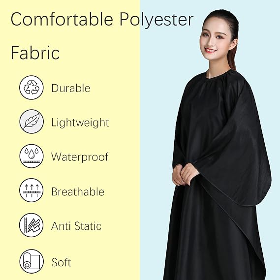 Barber Hair Cutting Cape with Adjustable Neckline 55 x 63 Black