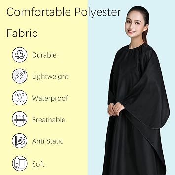 Barber Hair Cutting Cape with Adjustable Neckline 55 x 63 Black
