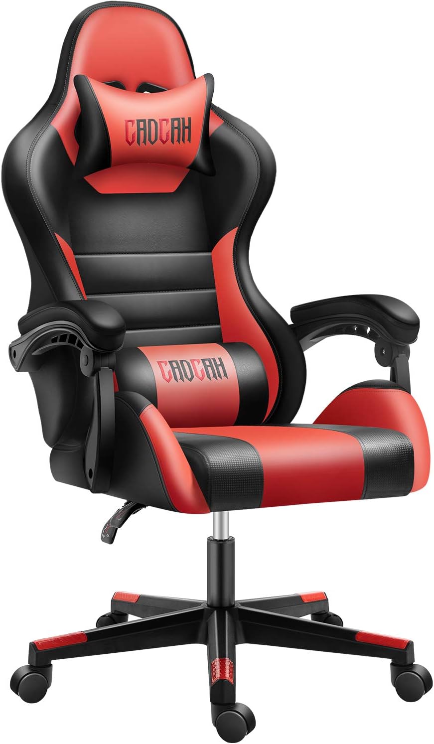 Cadcah Gaming Chair Ergonomic Office Chair Reclining Computer Chair High Back Desk Chair Adjustable Swivel Task Chair Support Gaming Chair for Adults/Men/Women (Black and Red, No Footrest)