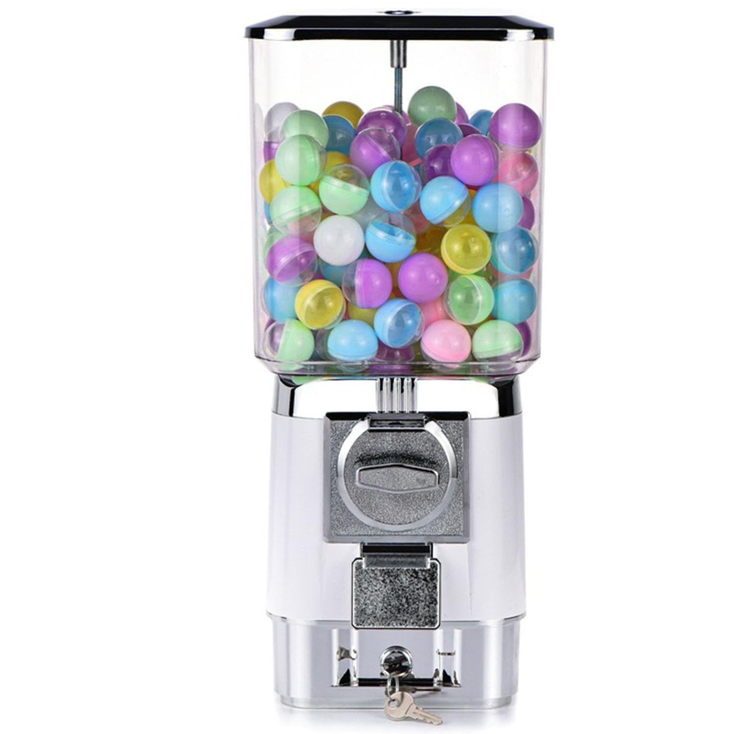 Máquina expendedora de caramelos con 200 bolas vacías y 100 fichas de acero inoxidable, ideal para tiendas de juegos y fiestas infantiles