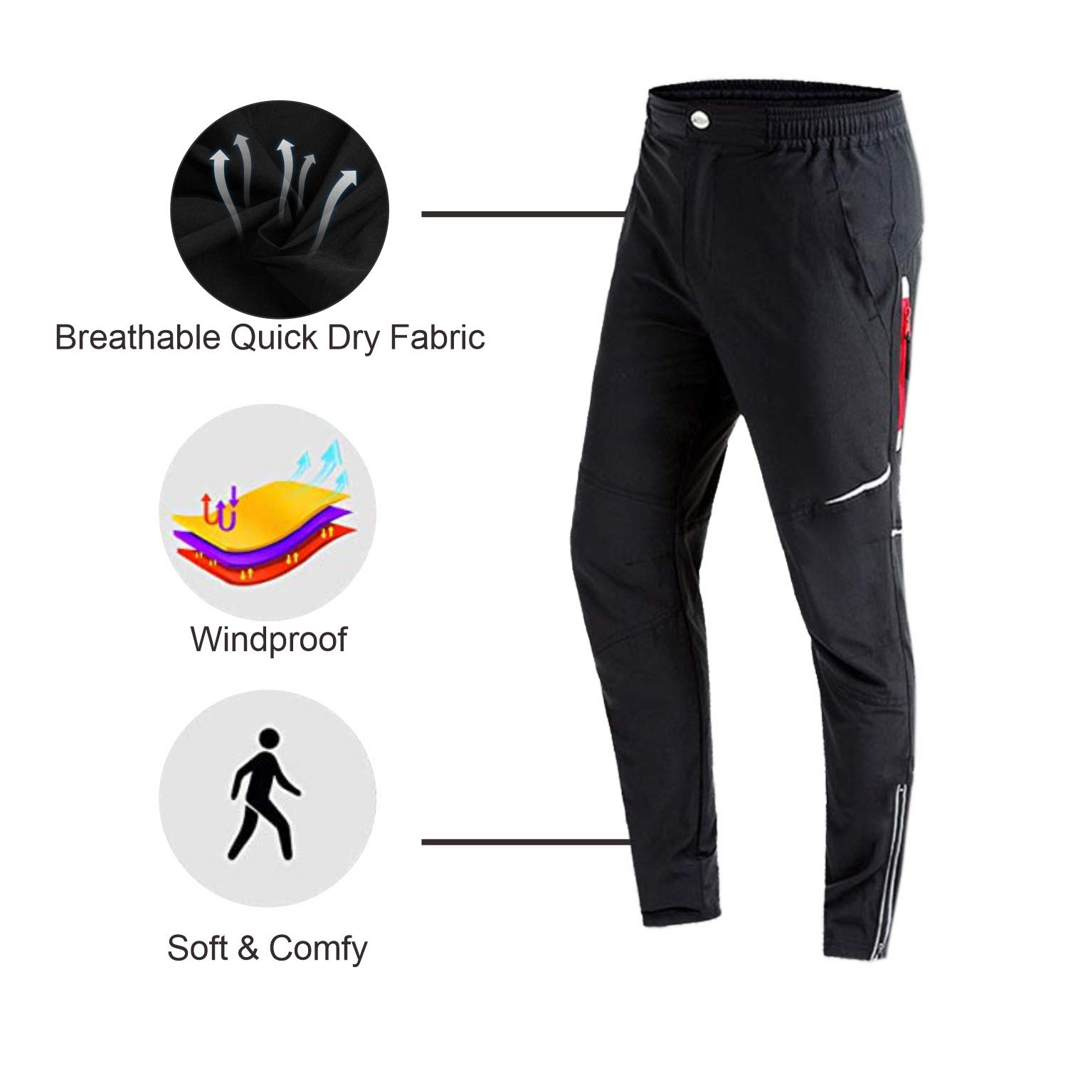 SUKUTU Pantalon Cyclisme Homme Pantalon Moto Coupe-Vent Pantalon Sport de Plein air Léger à Séchage Rapide Respirant Pantalon de Cyclisme Athlétique