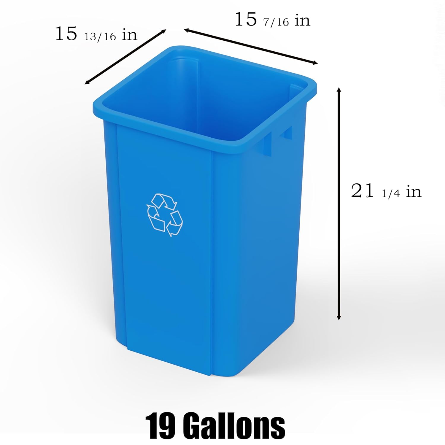 19 Gallon Blue Square Commercial Trash Garbage Can | Outdoor Office Restaurant School Kitchen