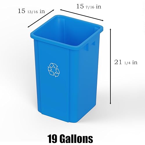 Miniatura 8 de Cubo de basura comercial cuadrado azul de 19 galones  ExteriorOficinaRestauranteEscuelaCocina