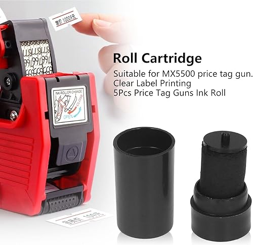 Miniatura 3 de 5 rollos de tinta de recambio de 0.787 in rodillo de tinta de repuesto de esponja interior compatible con etiquetadora MX5500 para papel pintado