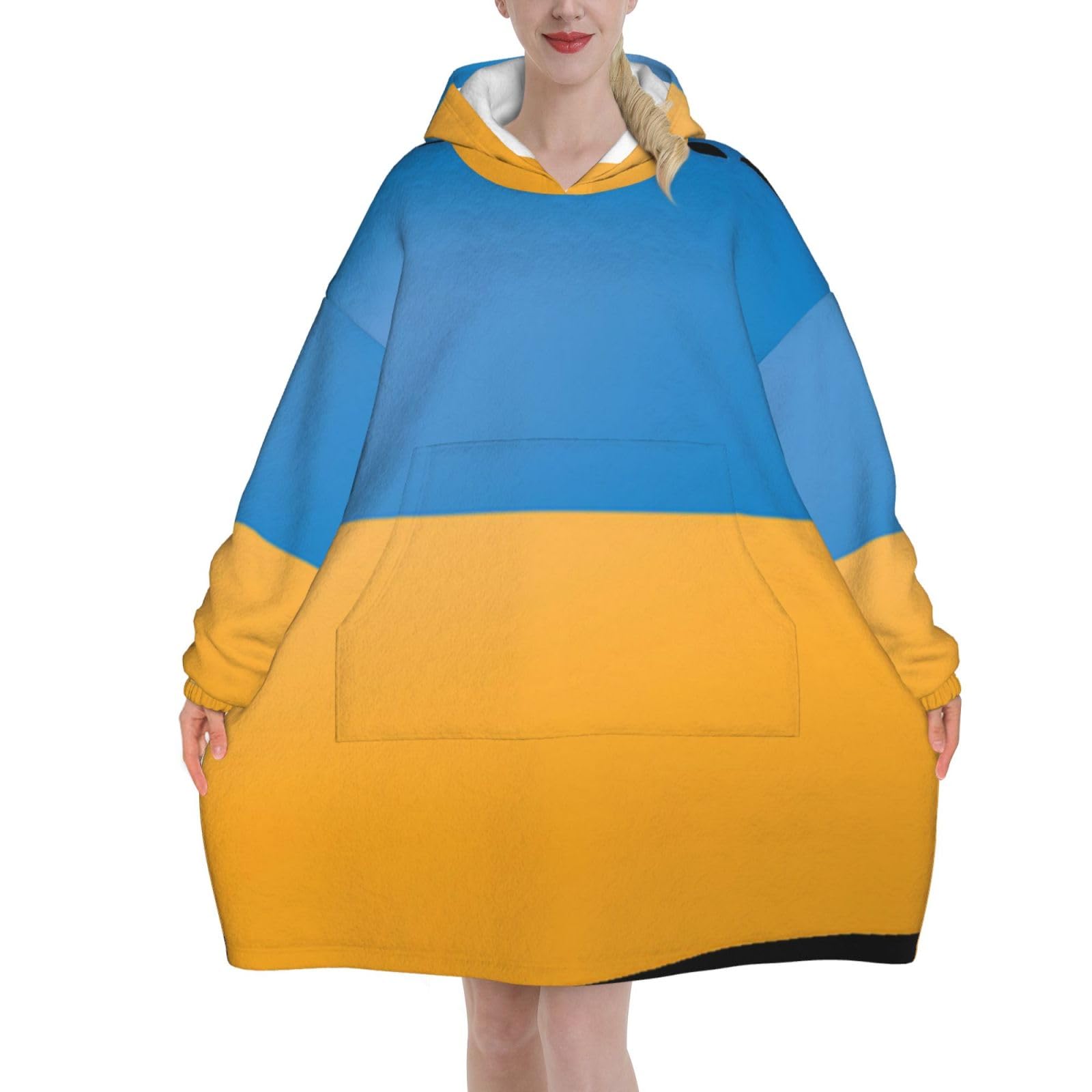 Peiyeety Unisex Ukraine Flag Blanket Hoodies For Women And Men Adult Oversize Wearable Blanket Hoodies For Soft And Warm