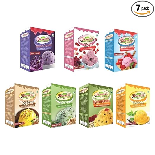 Black currant + Rose + Strawberry + Rajbhog + Pista + Kesar Pista + Mango Ice cream powder (100g*7) | 700g