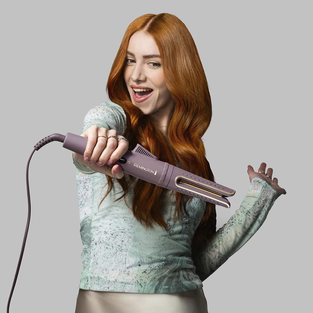 Remington AIRvive™ Lockenstab [rotierend] Ionic Air-Technologie für langanhaltende Locken (Ultra-Keramikstylingplatten mit Anti-Frizz-Mikrowirkstoffen, LED-Display 160-210°C für alle Haartypen) CI8930