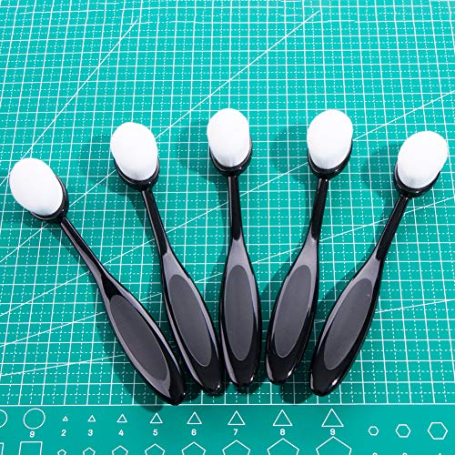 Unimeix 5 Pack Craft Ink Blending Brushes Set Tool Oval Makeup Brushes Blender Brush For Card Making（Size 4, 0.8" Brush Head, Black） #TOP2