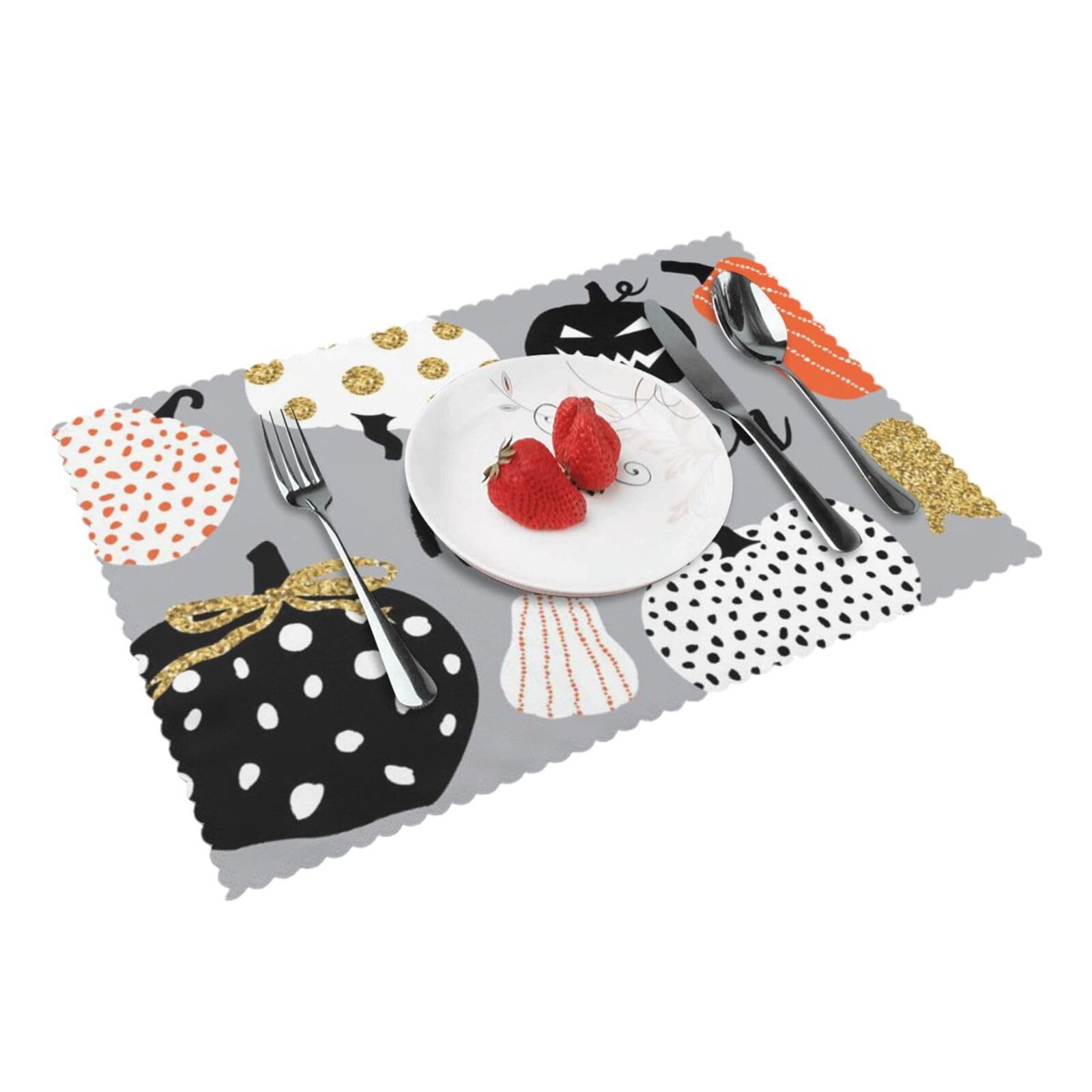 Bnvsadc Happy-Halloween-Day 4 Pcs Heat Resistant Placemat 45X30 Cm, Printed Non-Slip Place Mats For Kitchen Dining Table Indoor Outdoor