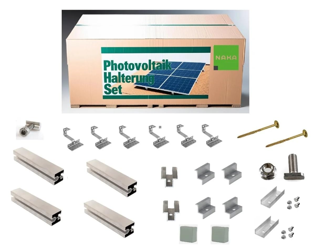 NAKA Photovoltaik Halterung Dachhaken Set für 2 Module 30 mm Solar PV Ziegeldach Befestigung