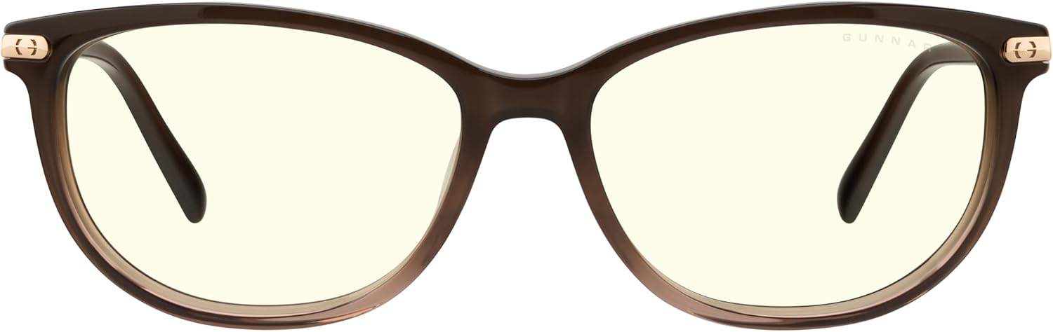 GUNNAR Womens Computer Glasses - Ingrid Cocoa Fade Crysta Clear Lens - Blue Light Blocking Anti Glare