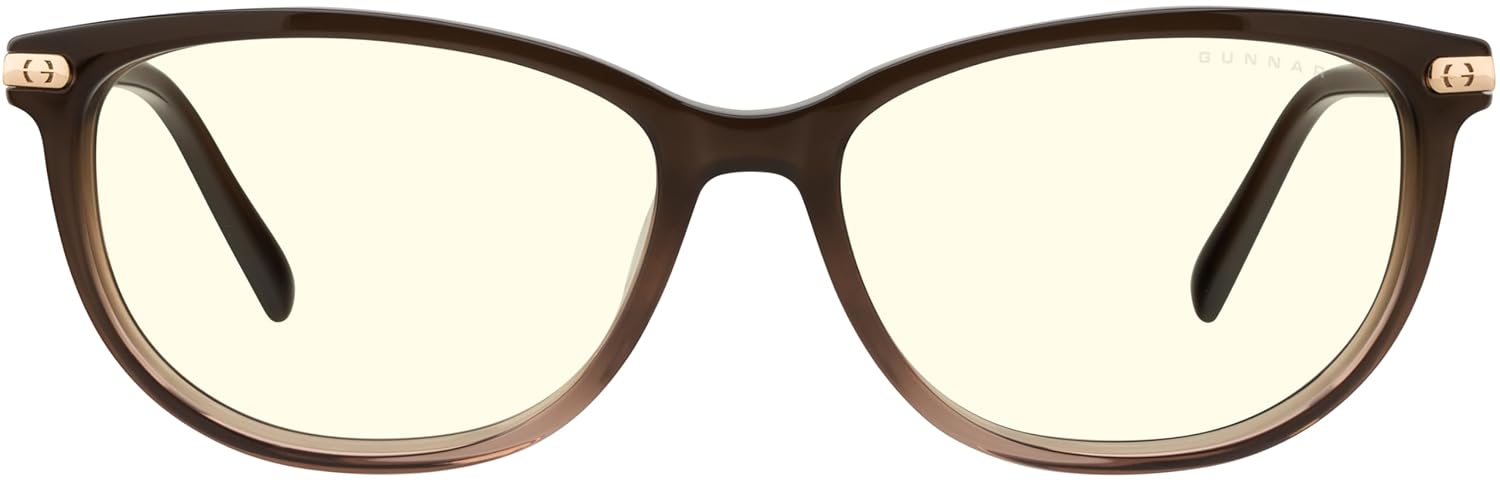 GUNNAR Womens Computer Glasses - Ingrid Cocoa Fade Crysta Clear Lens - Blue Light Blocking Anti Glare