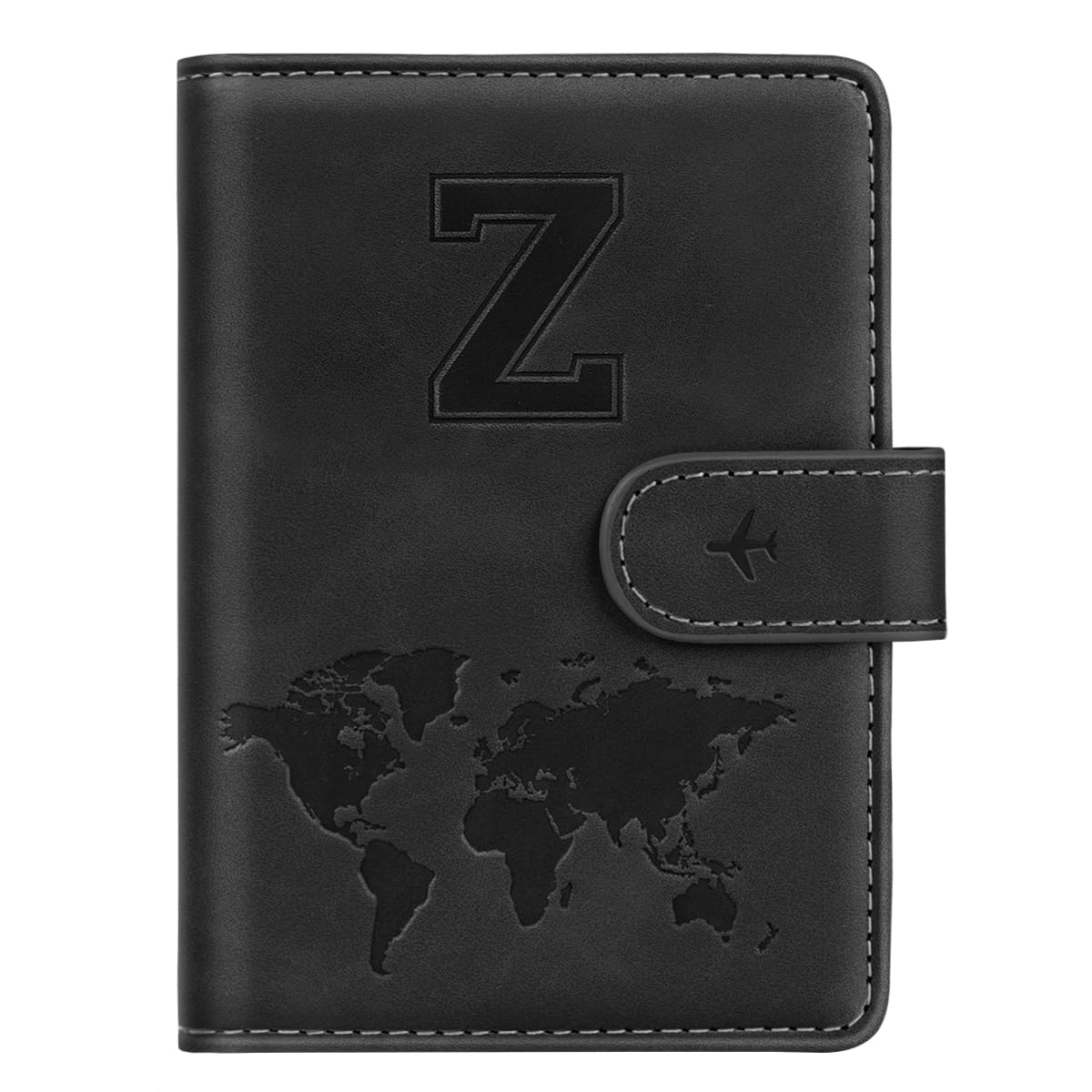 Passport Holder Cover Personalized Initial Letter A-Z Travel Wallet RFID Blocking Passport Cover Passport Book Holders for Women and Men,Black-Z