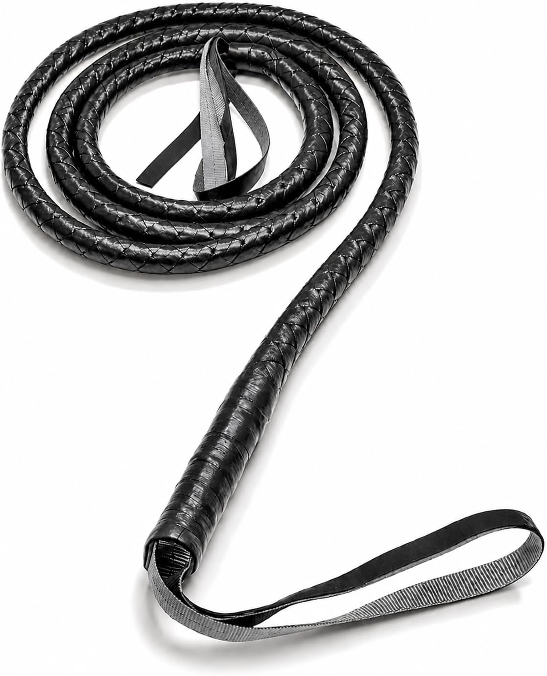 Skeleteen Faux Leather Black Whip - 6.5' Woven Costume Accessories Whips - 1 Piece