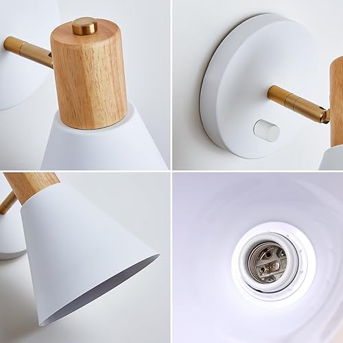 Miniatura 8 de Apliques de pared, lámpara de pared ajustable blanca para dormitorio industrial, iluminación de lavabo de baño para dormitorio, pasillo, sala de