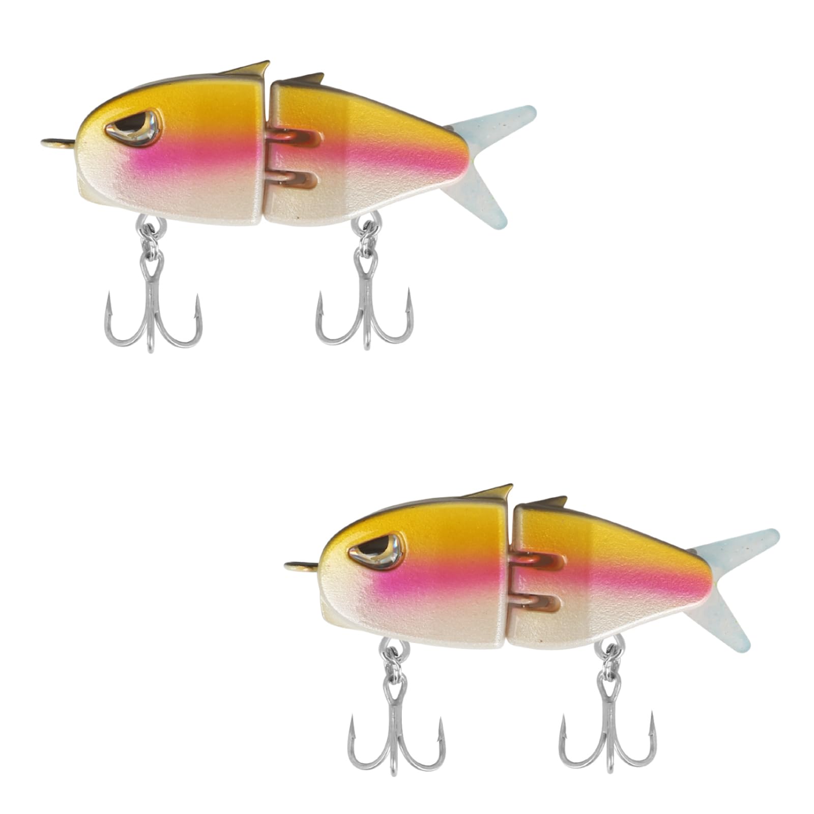 Popper Top Water Fishing Lure: 10pcs Whopper Fishing Lures with Floating Rotating Tail Barb Treble Hooks Saltwater Freshwater for Bass (2pcs Yellow Pink)