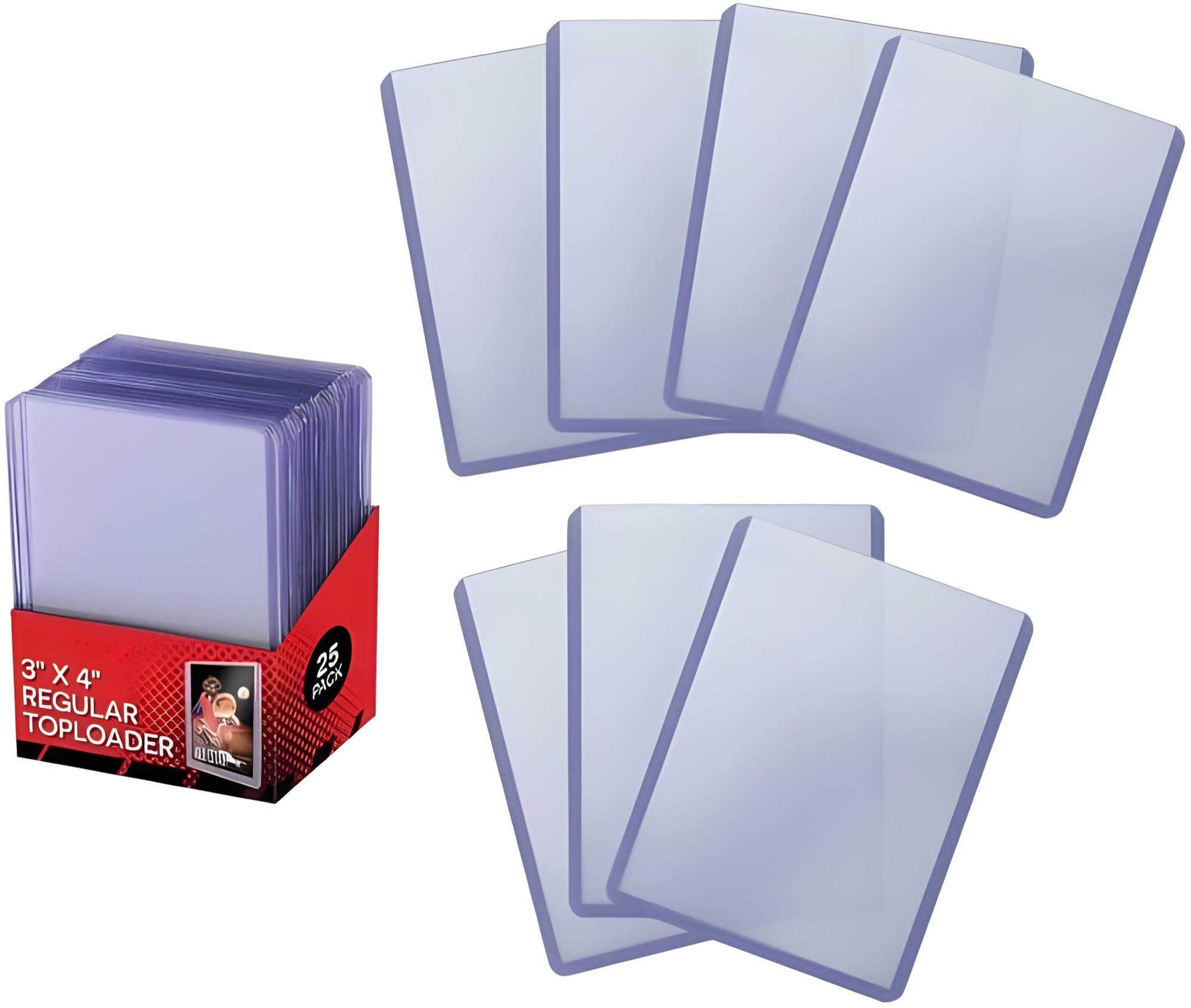 24x7 eMall 25 Pcs Trading Card Toploaders | 3x4 Inch | 35PT | Ultra Clear Rigid Cast Frame | Fits Poke - Monsters Sports Baseball Football Cards | Works with Sleeved Cards-image-1