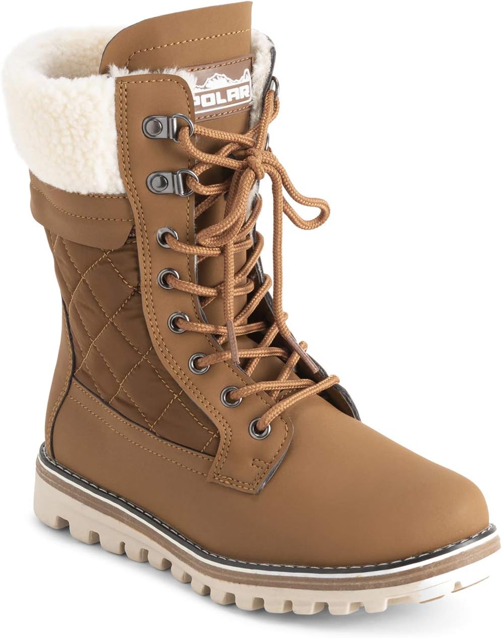 POLAR Womens Memory Foam Outside Pocket Inside Zip Thermal Waterproof Deep Tread Rubber Sole Snow Boots