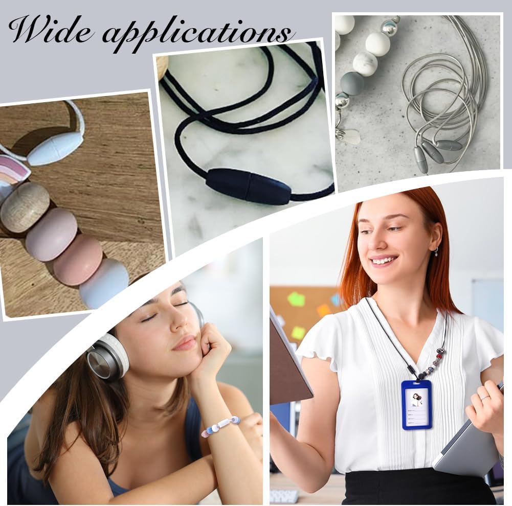 PH PandaHall Breakaway Clasps for Necklaces, 30pcs 20x11mm White Safety Clasp Bead Barrel Connector Closure Clasp with 2mm x 10.9 Yard String Cord for DIY Necklace Bracelet Lanyard Neck Clasp Jewelry - Image 5