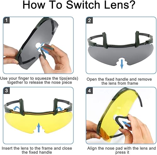 Miniatura 3 de xaegistac - Lentes tácticos para exteriores, unisex, con tres lentes intercambiables