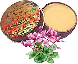 Perfume CYCLAMEN - Eau de Parfum - Bálsamo Sólido - Óleos Essenciais de Aromaterapia (Cíclame Europeu, Lírio, Rosa de Mai, Mimosa, Laranja Amarga) - Fragrância Natural - Viagem, Festa, Presentes