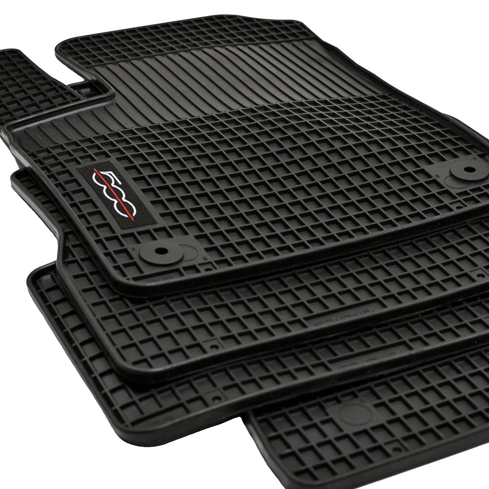 Edition Gummimatten Gummifußmatten geeignet für FIAT 500 + FIAT 500 Cabrio Elektro ab Baujahr 2020-10/2025 schwarz