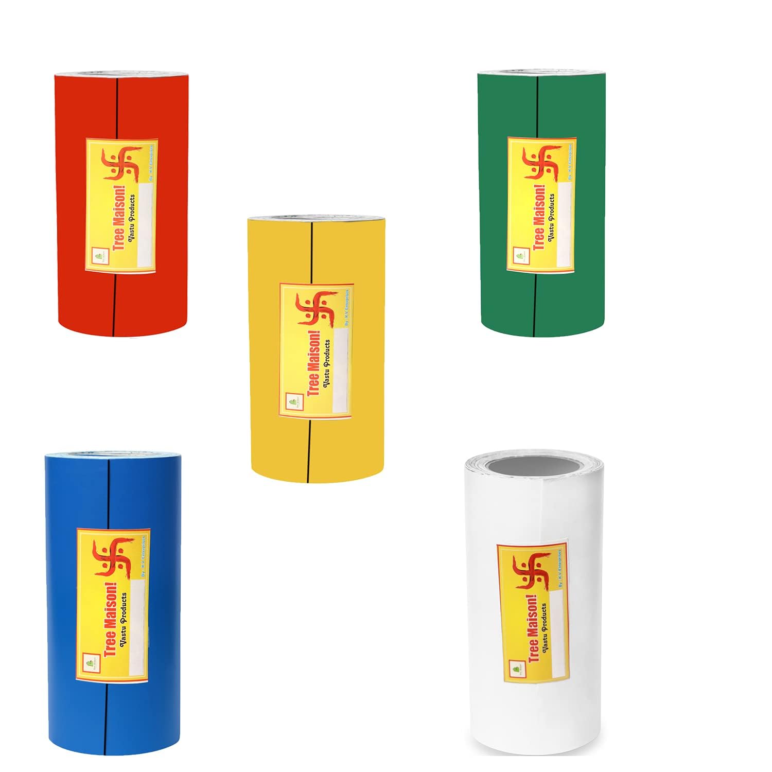 TREE MAISON CORONATING HOMES Vastu Combo of Five Color Tapes | Size - 4 Inch| Length- 10 Feet (Approx) | Vastu Remedy for Toilet | Main Door Entrance | Tape Remedy | Pack of 5-image-5