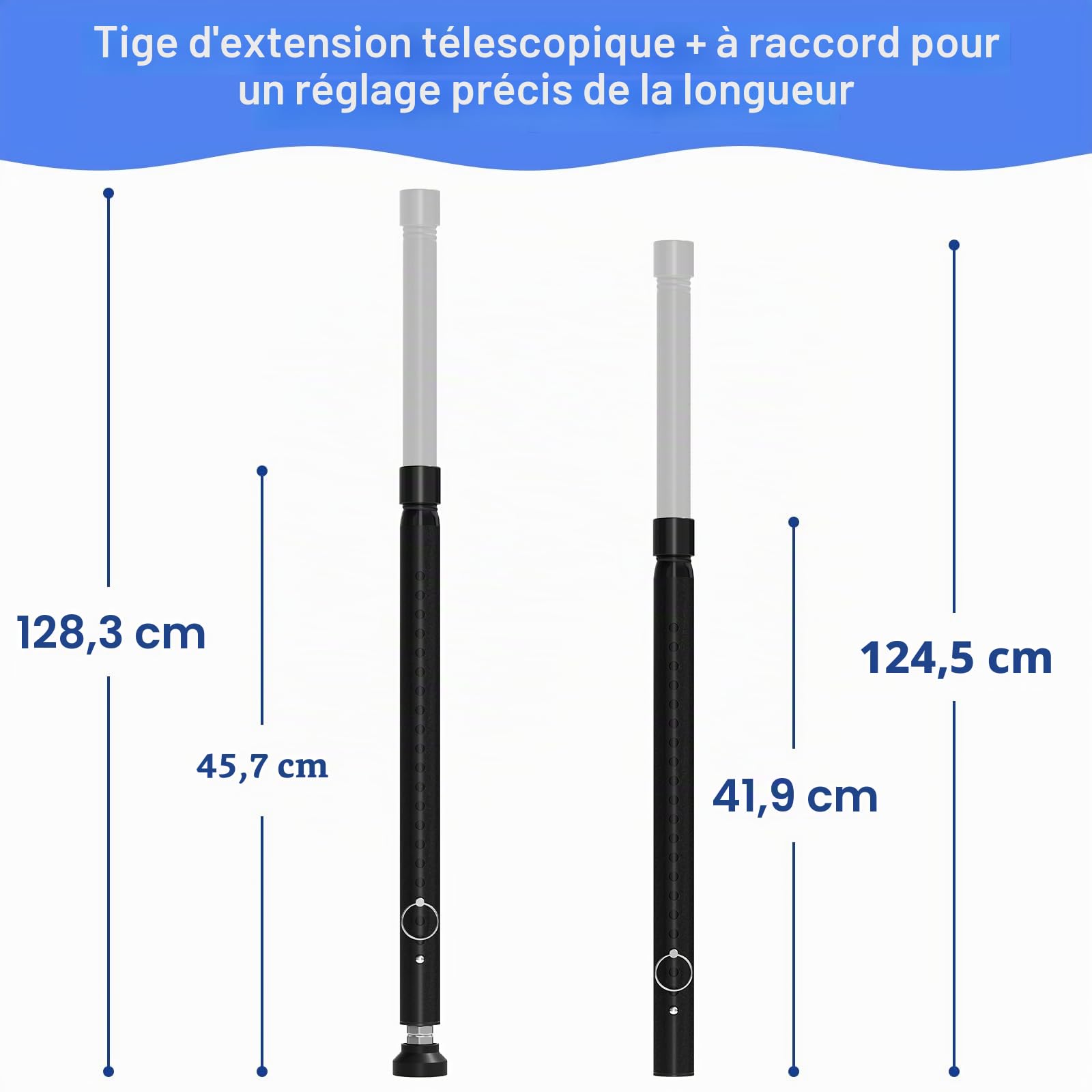 Barre de sécurité 120 cm, dispositif de verrouillage de fenêtre/porte anti-effraction réglable, barre de sécurité pour fenêtres, diamètre 25 mm, barre de verrouillage de fenêtre pour maison