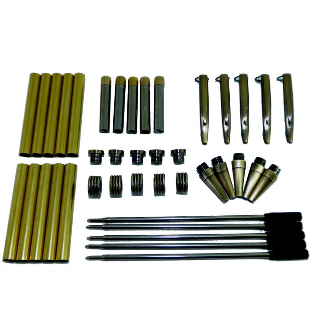 Cs Crafts Bronze Woodturning Streamline Pen Kit Set X 5, Antique Twist Mechanism