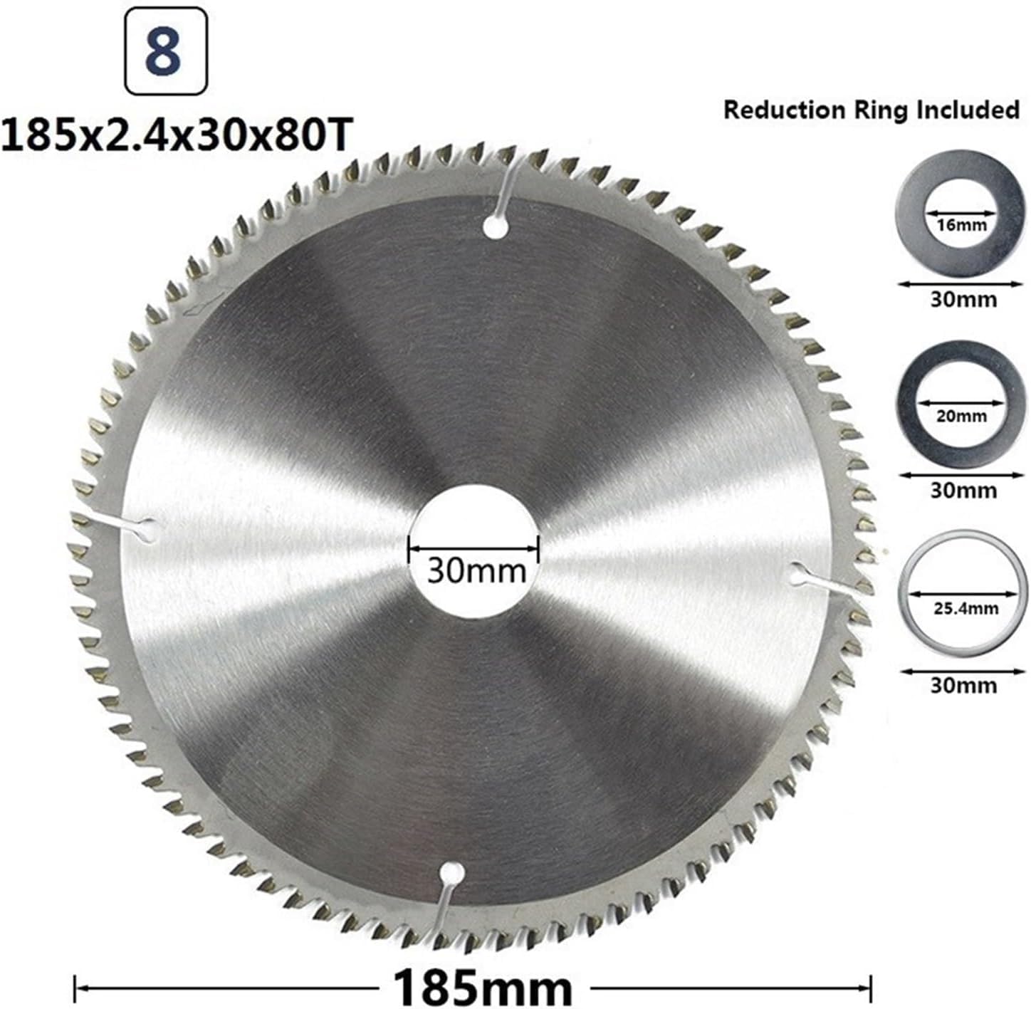 Tarcze tnące z 1 szt. Wielofunkcyjna tarcza tnąca do obróbki drewna o średnicy 160-210 mm z końcówką z węglika spiekanego(1pc 185x2.4x30x80t)