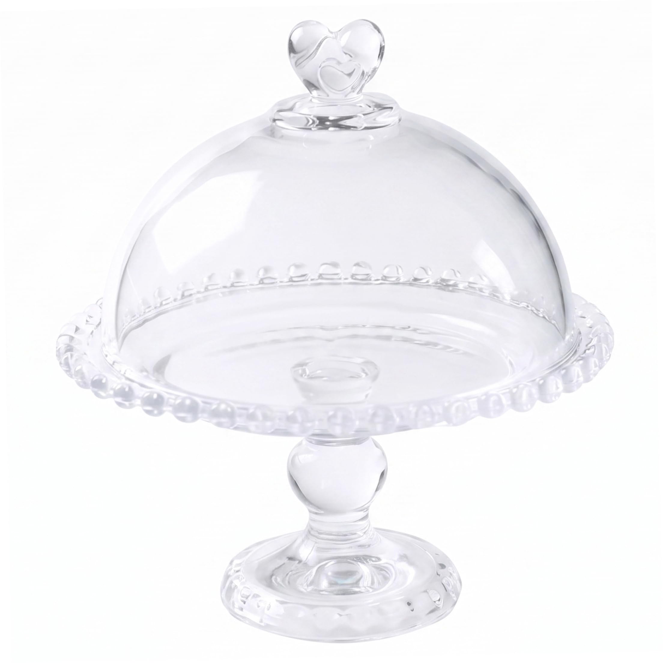 Soporte para tartas con cúpula de cristal en forma de corazón para bodas